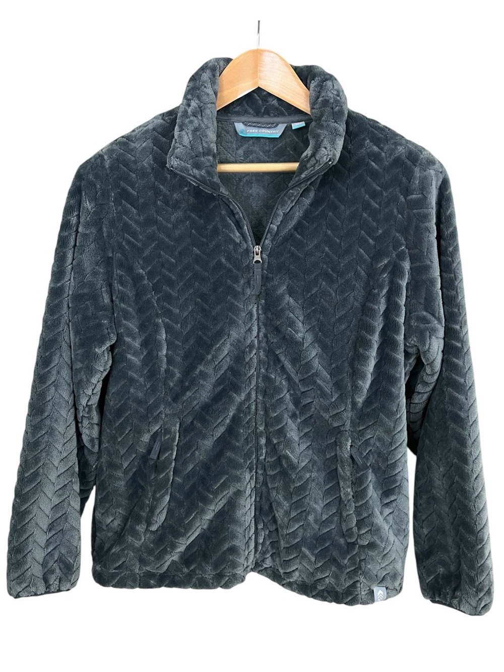 Free Country Women’s Super Soft Gray Fleece Full Zip Jacket Size XL